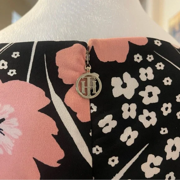 Tommy Hilfiger Black and Pink Floral Long Sleeve Dress - Picture 6 of 8